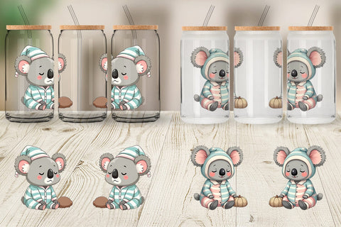 Glass Can Sleepy Koala Sublimation artnoy 