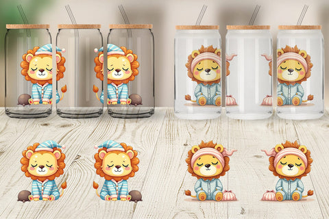 Glass Can Sleepy Lion Sublimation artnoy 