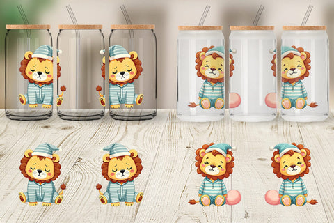Glass Can Sleepy Lion Sublimation artnoy 