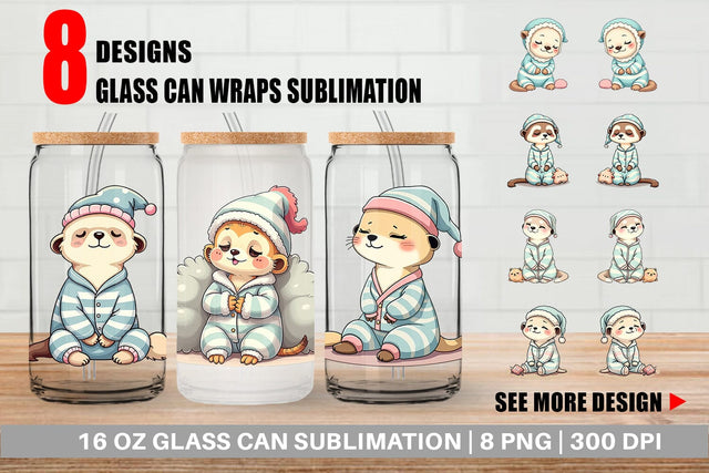 Glass Can Sleepy Meerkat Sublimation artnoy 