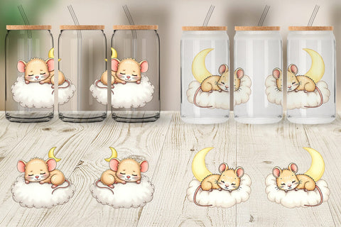 Glass Can Sleepy Mouse Cloud Sublimation artnoy 