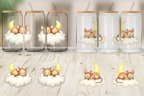 Glass Can Sleepy Mouse Cloud Sublimation artnoy 