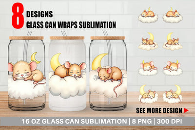 Glass Can Sleepy Mouse Cloud Sublimation artnoy 