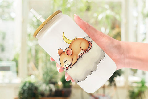 Glass Can Sleepy Mouse Cloud Sublimation artnoy 