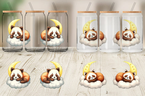Glass Can Sleepy Panda Cloud Sublimation artnoy 