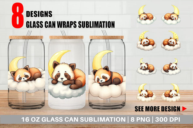 Glass Can Sleepy Panda Cloud Sublimation artnoy 