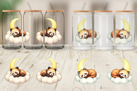 Glass Can Sleepy Panda Cloud Sublimation artnoy 