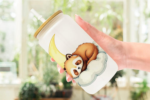 Glass Can Sleepy Panda Cloud Sublimation artnoy 