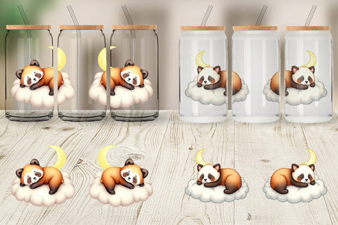 Glass Can Sleepy Panda Cloud Sublimation artnoy 