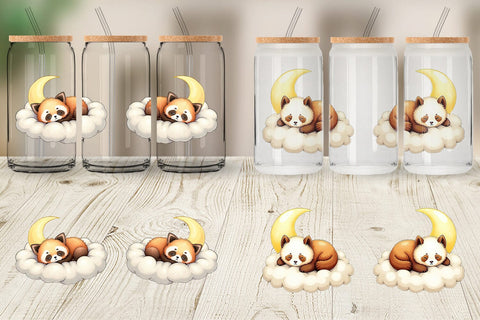 Glass Can Sleepy Panda Cloud Sublimation artnoy 