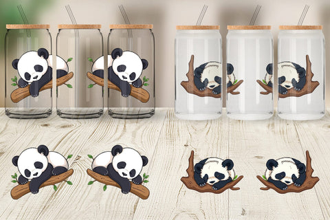 Glass Can Sleepy Panda Sublimation artnoy 