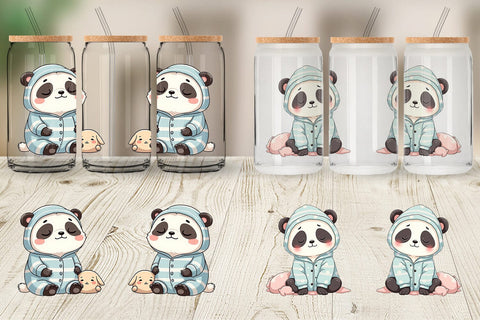 Glass Can Sleepy Panda Sublimation artnoy 