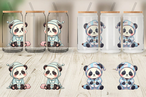 Glass Can Sleepy Panda Sublimation artnoy 