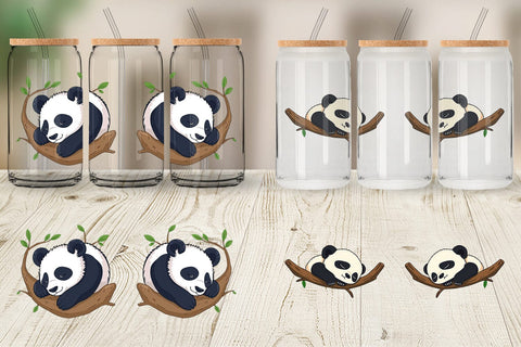 Glass Can Sleepy Panda Sublimation artnoy 