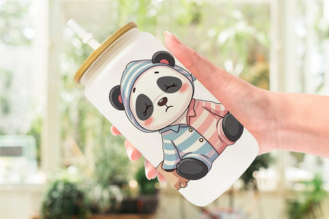 Glass Can Sleepy Panda Sublimation artnoy 