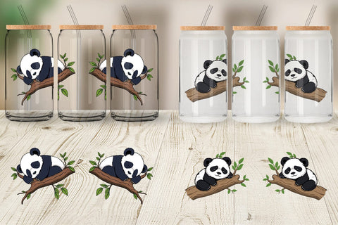 Glass Can Sleepy Panda Sublimation artnoy 
