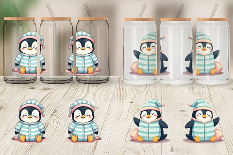 Glass Can Sleepy Penguin Sublimation artnoy 