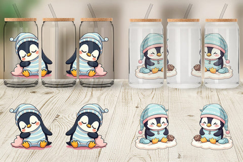 Glass Can Sleepy Penguin Sublimation artnoy 