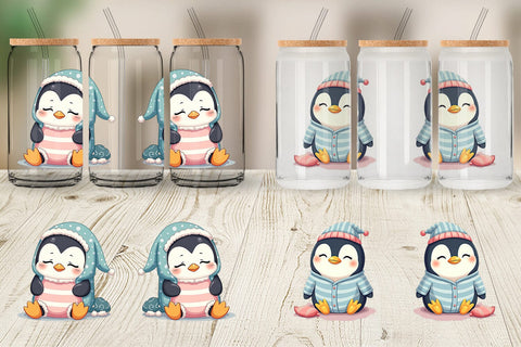 Glass Can Sleepy Penguin Sublimation artnoy 