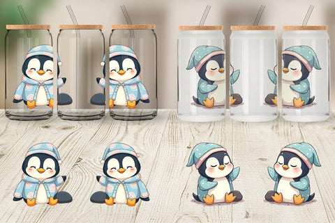 Glass Can Sleepy Penguin Sublimation artnoy 