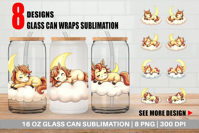 Glass Can Sleepy Pony Cloud Sublimation artnoy 
