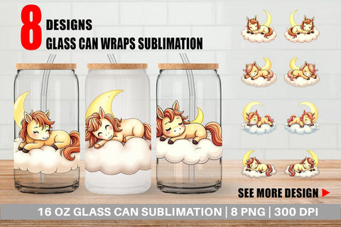 Glass Can Sleepy Pony Cloud Sublimation artnoy 