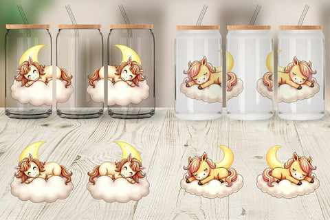 Glass Can Sleepy Pony Cloud Sublimation artnoy 
