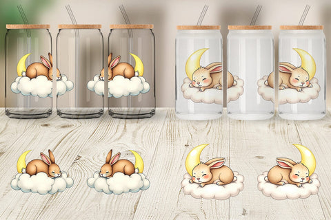 Glass Can Sleepy Rabbit Cloud Sublimation artnoy 