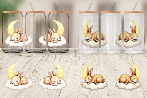 Glass Can Sleepy Rabbit Cloud Sublimation artnoy 