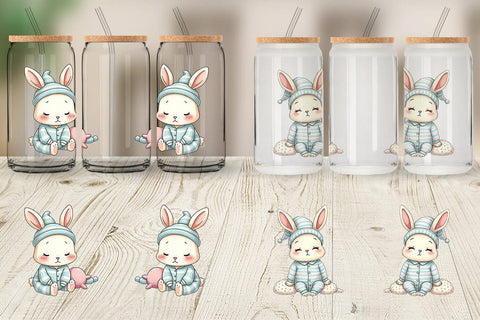 Glass Can Sleepy Rabbit Sublimation artnoy 