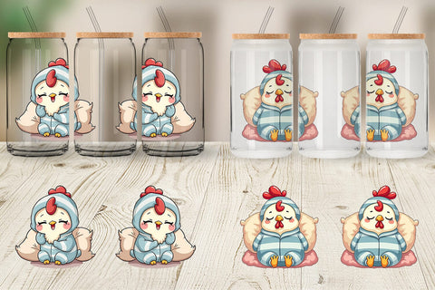 Glass Can Sleepy Rooster Sublimation artnoy 