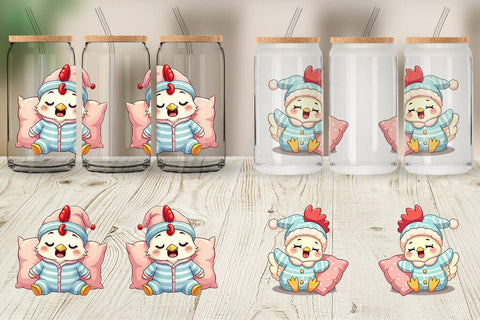 Glass Can Sleepy Rooster Sublimation artnoy 