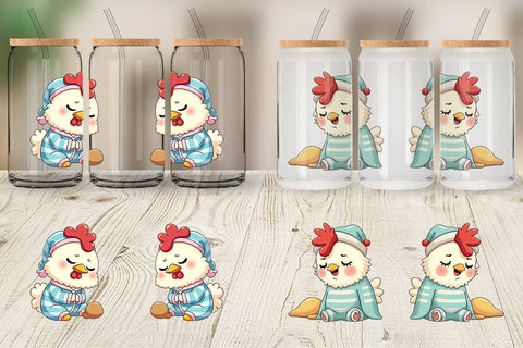 Glass Can Sleepy Rooster Sublimation artnoy 