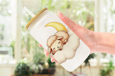 Glass Can Sleepy Sheep Cloud Sublimation artnoy 