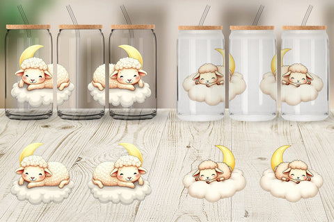 Glass Can Sleepy Sheep Cloud Sublimation artnoy 