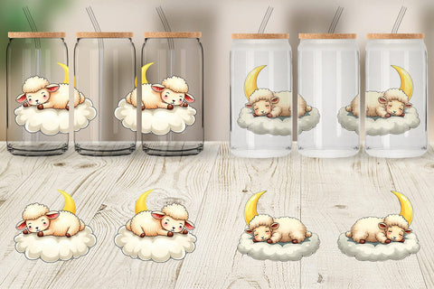 Glass Can Sleepy Sheep Cloud Sublimation artnoy 