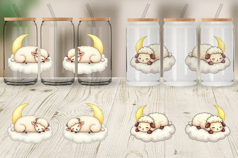 Glass Can Sleepy Sheep Cloud Sublimation artnoy 