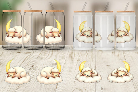 Glass Can Sleepy Sheep Cloud Sublimation artnoy 