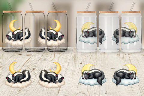 Glass Can Sleepy Skunk Cloud Sublimation artnoy 