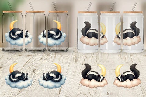 Glass Can Sleepy Skunk Cloud Sublimation artnoy 