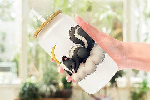 Glass Can Sleepy Skunk Cloud Sublimation artnoy 