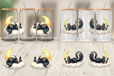 Glass Can Sleepy Skunk Cloud Sublimation artnoy 