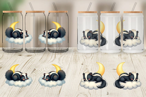 Glass Can Sleepy Skunk Cloud Sublimation artnoy 