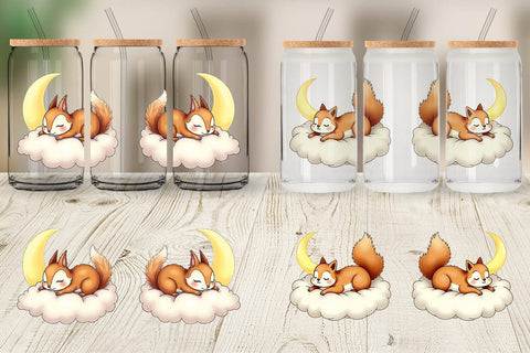 Glass Can Sleepy Squirrel Cloud Sublimation artnoy 