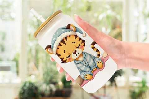 Glass Can Sleepy Tiger Sublimation artnoy 