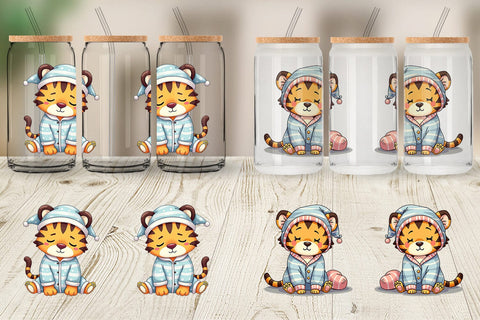 Glass Can Sleepy Tiger Sublimation artnoy 