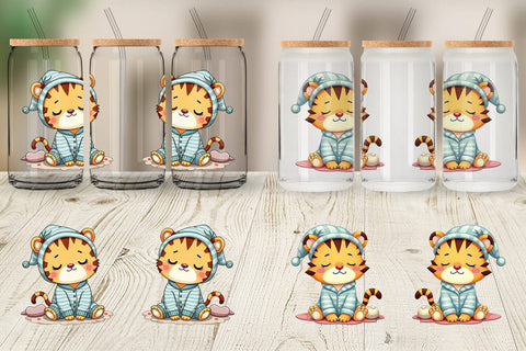 Glass Can Sleepy Tiger Sublimation artnoy 