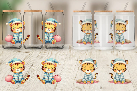 Glass Can Sleepy Tiger Sublimation artnoy 