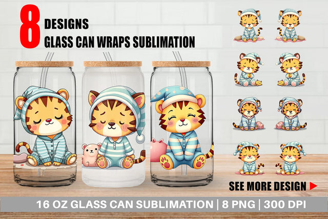 Glass Can Sleepy Tiger Sublimation artnoy 