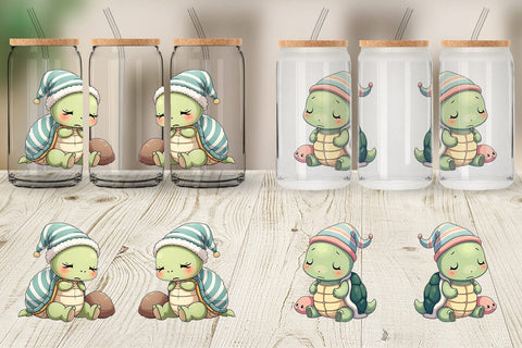 Glass Can Sleepy Turtle Sublimation artnoy 